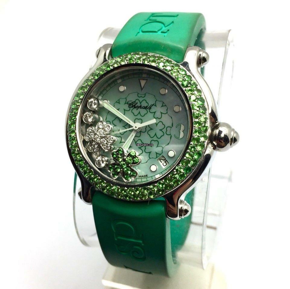 Herando Chopard Happy Sport Steel 38mm DIAMONDS EMERALDS Watch