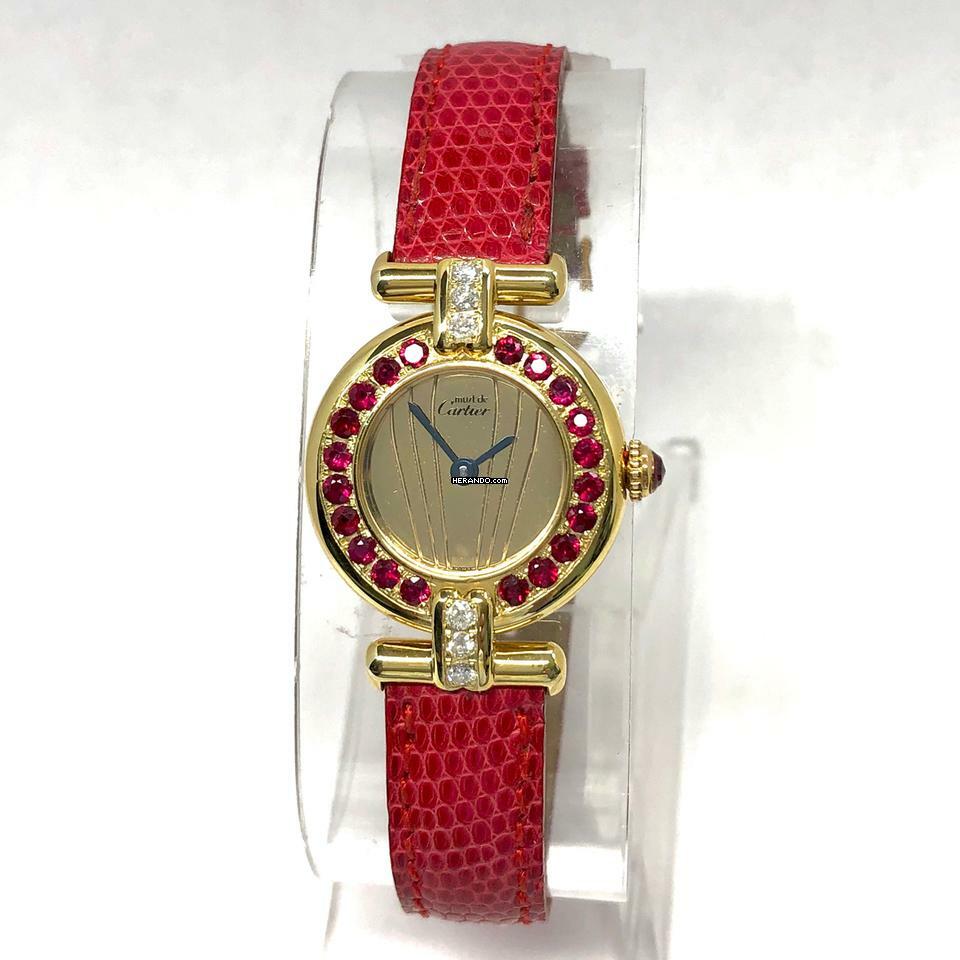 Herando - Cartier Vermeil COLISÈE Quartz GoldPlated DIAMONDS & RED RUBIES  Watch </h1>