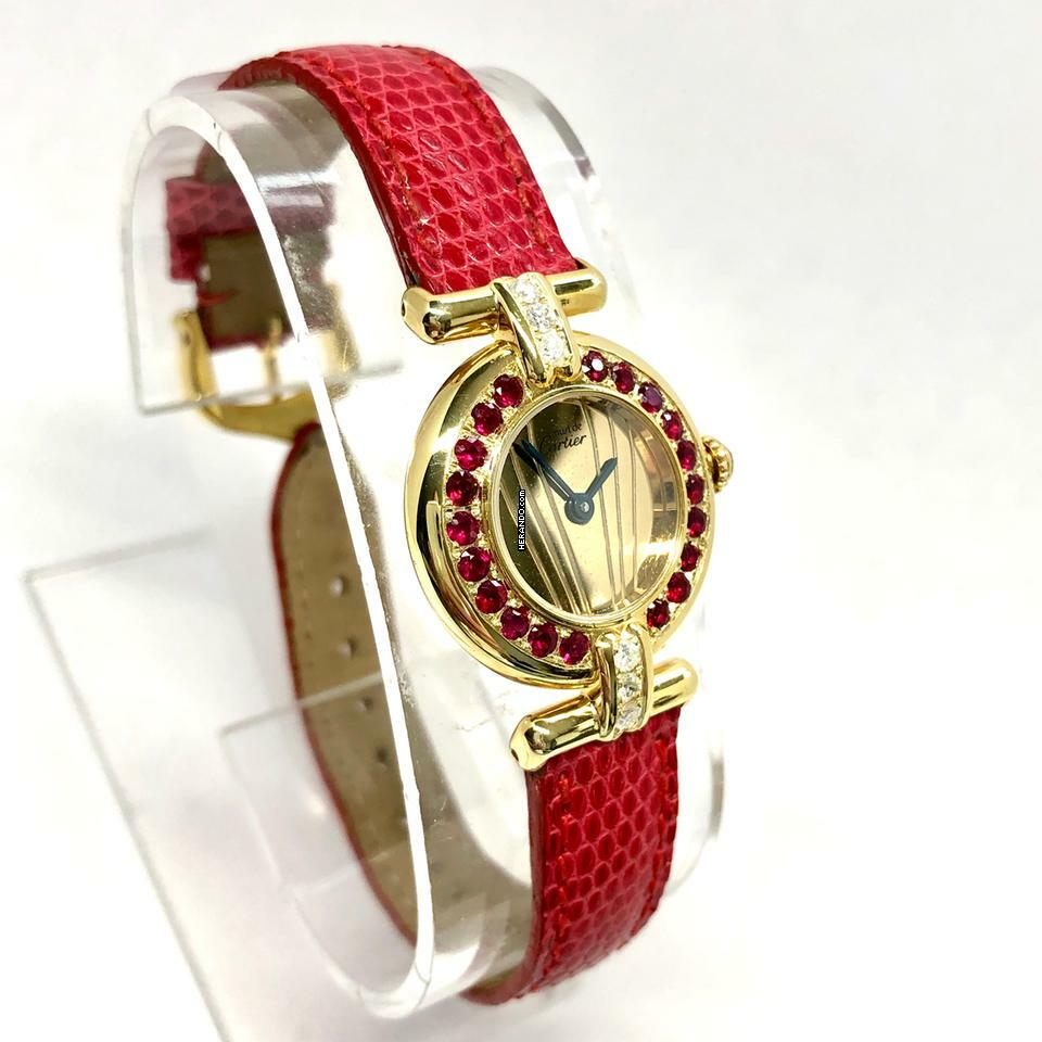 Herando - Cartier Vermeil COLISÈE Quartz GoldPlated DIAMONDS & RED RUBIES  Watch </h1>