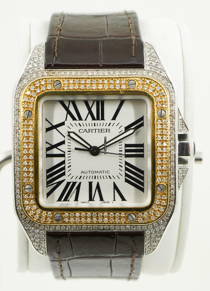 Cartier santos 100 diamond bezel hotsell