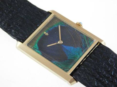 Corum 18 Karat Gelbgold Herrenuhr Jumbo mit Peacock Herando