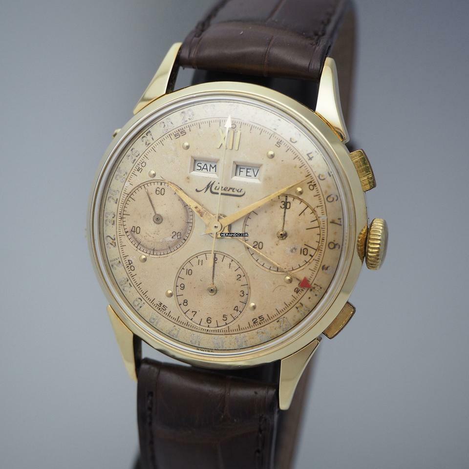 Herando Minerva Chronograph Vintage Valjoux 72 Gold 18k 750 h1