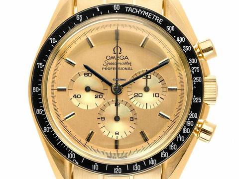  Omega Speedmaster Professional Moonwatch Apollo XI - 18kt Gelbgold - Armband Gelbgold - 42mm - Original - Unpoliert Limitiert 