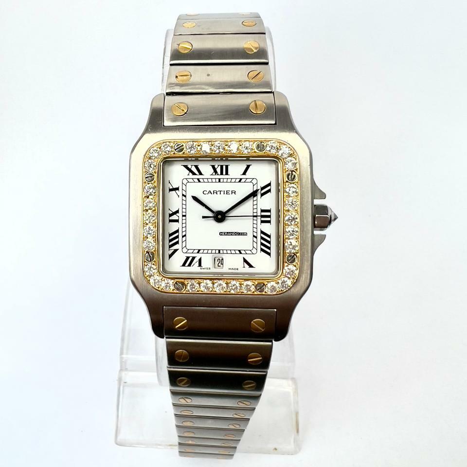 Herando Cartier Santos Galbee 29mm Quartz 2 Tone 1.2TCW Diamond Watch h1