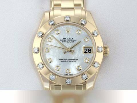 Rolex Datejust 31 Pearlmaster 34 81318 2012 Gelbgold 750 Diamanten Perlmutt Automatik 18kt Yellow Gold Chronometer Oyster 
