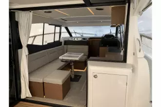 Jeanneau NC 37 twin diesel cruiser - wheelhouse from aft