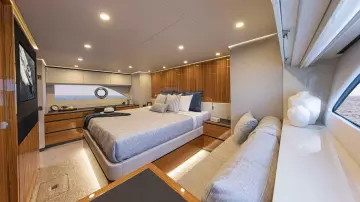 Riviera 78 Motor Yacht Master Stateroom 01 Gloss Teak Timber Finish