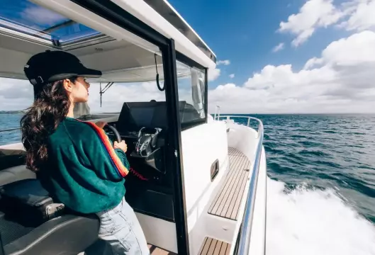 Jeanneau Merry Fisher 895 Sport - starboard side helm door and side deck