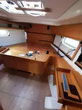 Interior cabin of a 2017 Jeanneau Sun Odyssey 469 sailboat.