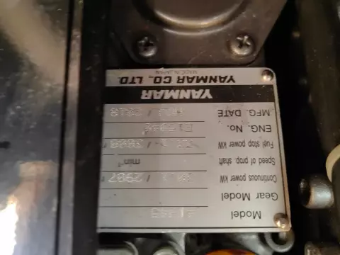 Yanmar engine plate on Jeanneau Sun Odyssey 440, 2019 model.