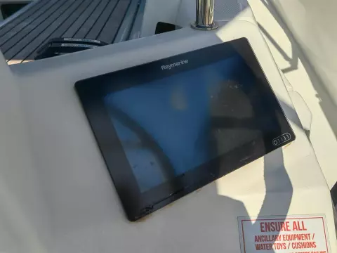Raymarine navigation display on 2019 Jeanneau Sun Odyssey 440 sailboat.