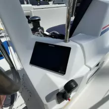 Jeanneau Sun Odyssey 440 cockpit with navigation display, 2020 model.