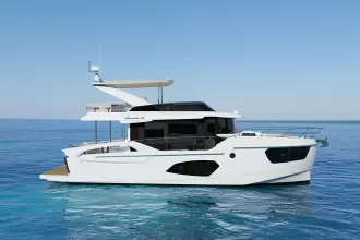 Luxury Absolute NAVETTA 50 yacht, 2026 model, cruising on calm blue waters.
