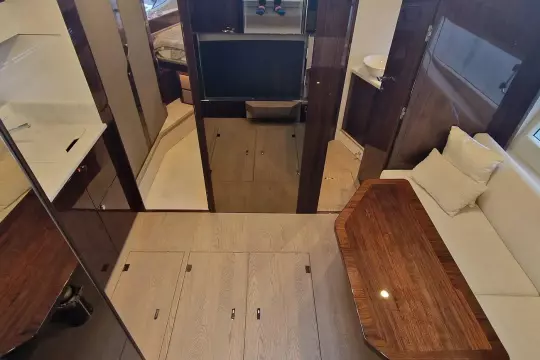 2024 Fairline Targa 45 Open interior with elegant wood finishes and modern design.