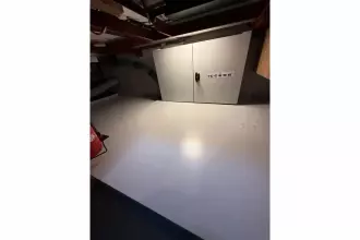 Engine room of 2025 Linssen 45 SL Sedan yacht, featuring access panel.