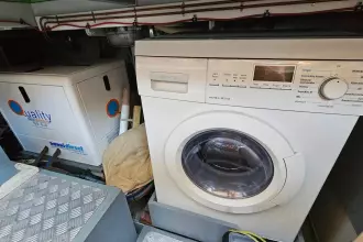 Washing machine and generator in 2008 Linssen Grand Sturdy 380 AC yacht interior.