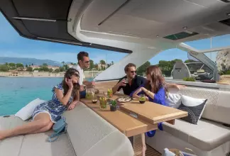 Jeanneau DB 43 inboard - sitting at cockpit table